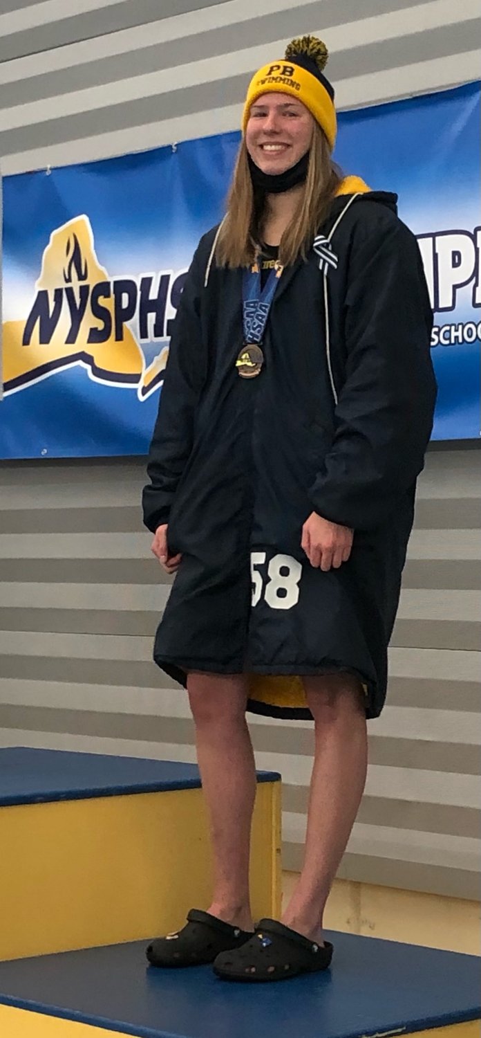Pine Bush’s Elishka Hajek finished third in the 50- and fourth in the 100-yard freestyle, setting two Section 9 records at the New York State girls’ swimming championships at Ithaca College.