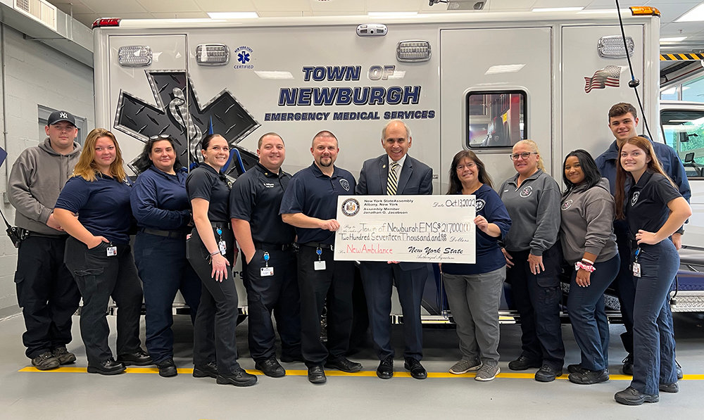 Assemblyman Jonathan Jacobson presented a check to the Town of Newburgh Emergency Medical Services.