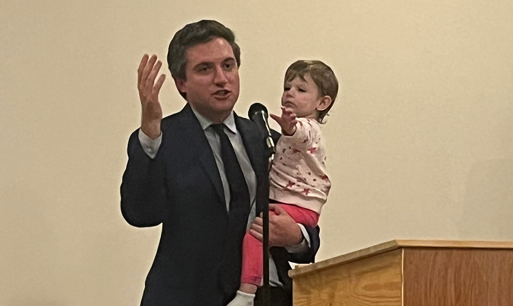 Sen. James T. Skoufis brought his daughter Ava to the party.