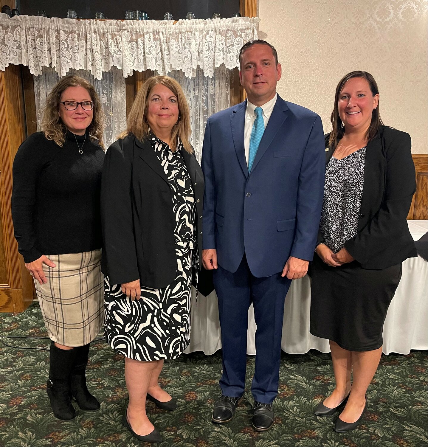 Orange County Executive Steven M. Neuhaus delivers his budget address on Tuesday, September 26th at the Orange County Association of Towns, Villages and Cities meeting at the Erie Hotel and Restaurant in Port Jervis; (from left to right) Orange County Deputy Budget Director Gretchen Riordan, Budget Director Deb Slesinski, Neuhaus and Commissioner of Finance Kerry Gallagher on Tuesday night.