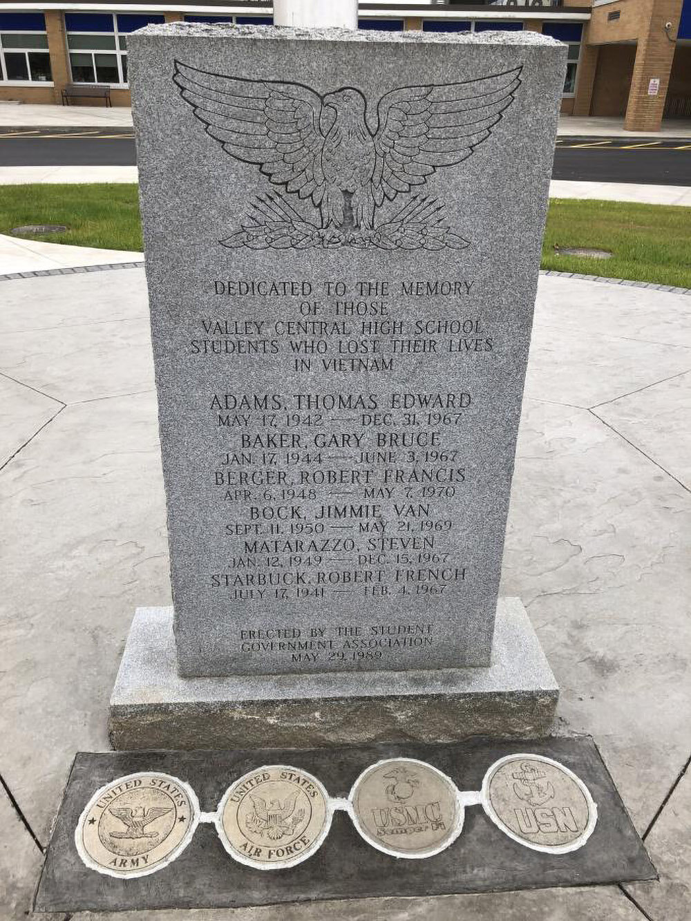 A close-up of Valley Central’s Vietnam monument